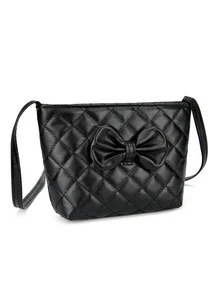 Geantă crossbody matlasată cu decorațiuni cu funde pentru fete