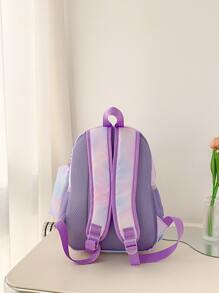 Cartoon Mermaid & Unicorn Print Backpack For Teens/Kids, With Pencil Case Included - Multicolor - View 4