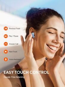 JMMO Wireless Earbuds With Premium Sound, 5.3 Auto Pairing Ear Buds With Long Playtime Light Weight Waterproof Wireless Headphones For IOS And Android, Suitable For Sports Workout - Blue - View 6