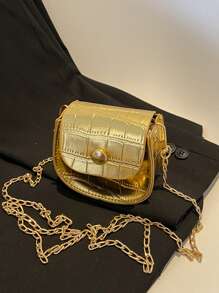 Túi đeo chéo trẻ em In cá sấu Chuỗi - Vàng - Xem 1