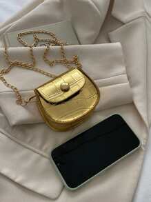 Túi đeo chéo trẻ em In cá sấu Chuỗi - Vàng - Xem 5