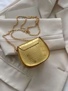 Túi đeo chéo trẻ em In cá sấu Chuỗi - Vàng - Xem 6