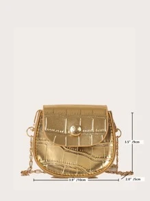 Túi đeo chéo trẻ em In cá sấu Chuỗi - Vàng - Xem 7