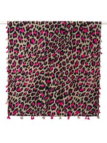 Pañuelo con estampado de leopardo con diseño de fleco