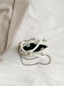 Mini Letter Graphic Litchi Embossed Dome Bag - White - View 3