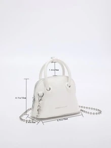 Mini Letter Graphic Litchi Embossed Dome Bag - White - View 4