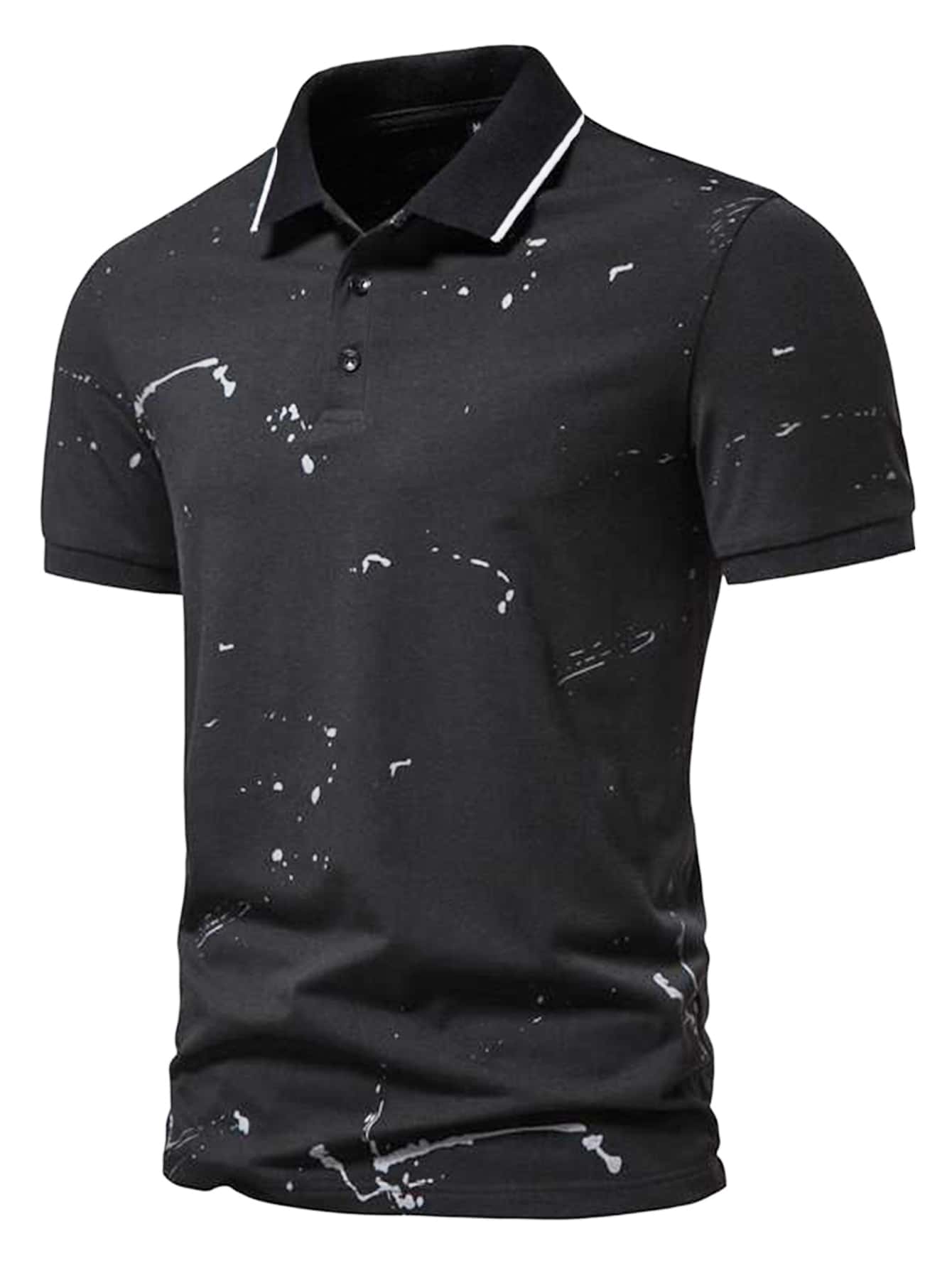 Áo thun có cổ Nam Nút Đồ họa Giải trí - màu đen - Xem 1