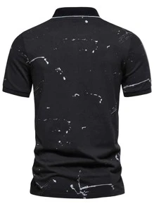 Áo thun có cổ Nam Nút Đồ họa Giải trí - màu đen - Xem 2