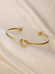 結飾開口手鐲 - 金黃色 - 查看 1