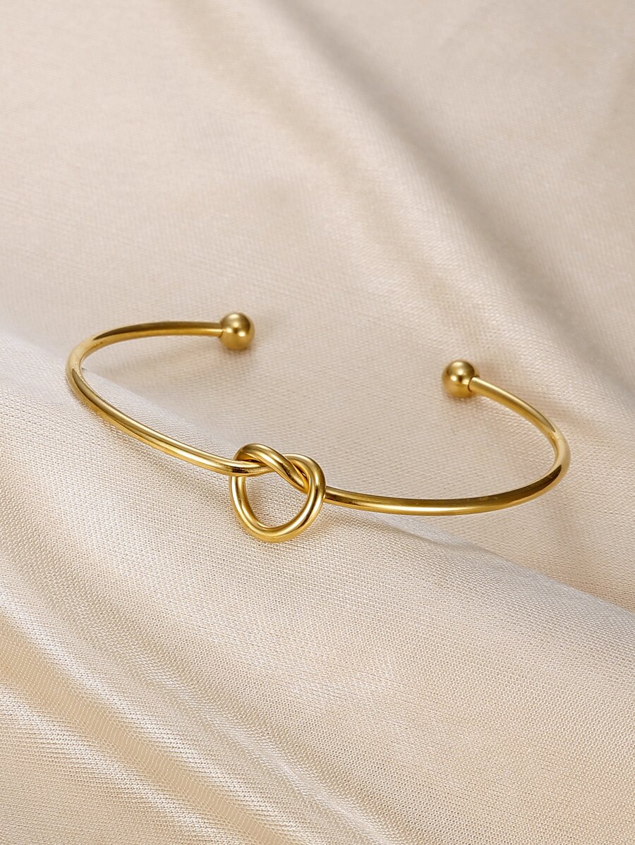 結飾開口手鐲 - 金黃色 - 查看 1