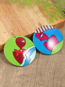 1pair Boho Print Acrylic Earrings - Multicolor - View 1