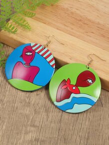 1pair Boho Print Acrylic Earrings - Multicolor - View 2