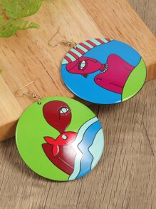 1pair Boho Print Acrylic Earrings - Multicolor - View 3