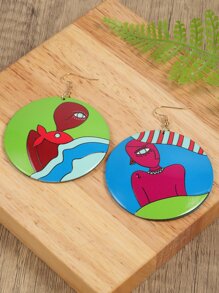 1pair Boho Print Acrylic Earrings - Multicolor - View 4