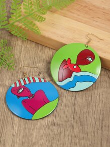 1pair Boho Print Acrylic Earrings - Multicolor - View 6