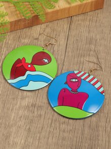 1pair Boho Print Acrylic Earrings - Multicolor - View 7