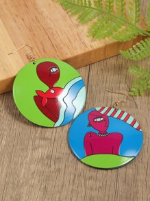 1pair Boho Print Acrylic Earrings - Multicolor - View 8