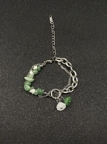 Hombres Pulsera con diseño de cuenta - Verde - Ver 1