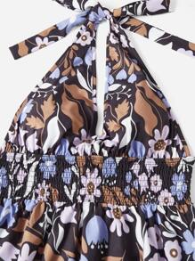byemeliep Floral Print Halter Dress - Multicolor - View 3
