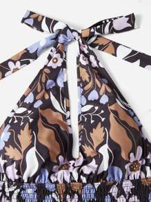 byemeliep Floral Print Halter Dress - Multicolor - View 4