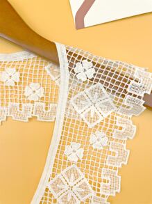 Floral Embroidered Dickey Collar - White - View 2