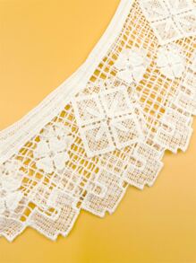 Floral Embroidered Dickey Collar - White - View 4