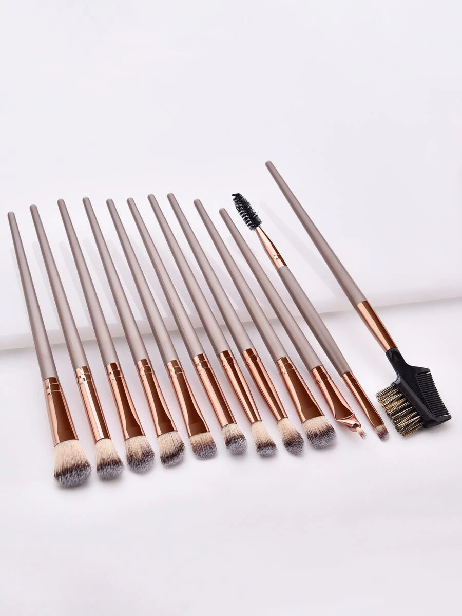 Set de 12 brochas de maquillaje, set de brochas, kit de brochas de maquillaje, set de brochas de maquillaje, set de maquillaje completo, set de brochas de maquillaje, kit de maquillaje completo, set de brochas, set de brochas de maquillaje, set de regalo de maquillaje, set - Champán - Ver 1