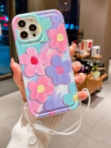 Ốp điện thoại họa tiết hoa có dây buộc Tương thích với iPhone 11,IPhone 13,IPhone 14 Pro Max - Nhiều màu - Xem 2