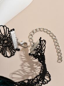 Bead Charm Flower Decor Anklet - Black - View 6