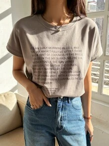 DAZY Slogan Graphic Tee - Khaki - View 2