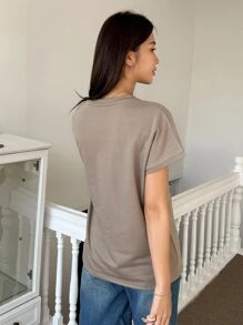 DAZY Slogan Graphic Tee - Khaki - View 4