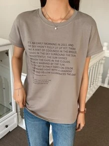 DAZY Slogan Graphic Tee - Khaki - View 5