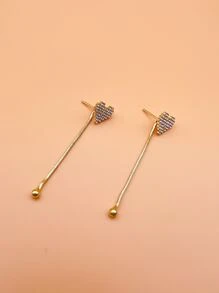 Áo khoác bông tai trang trí trái tim bằng đá rhinestone - Vàng - Xem 2