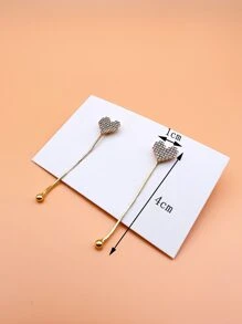 Áo khoác bông tai trang trí trái tim bằng đá rhinestone - Vàng - Xem 3