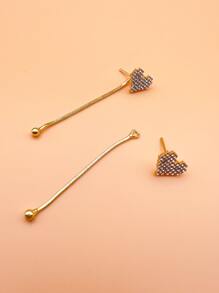 Áo khoác bông tai trang trí trái tim bằng đá rhinestone - Vàng - Xem 4