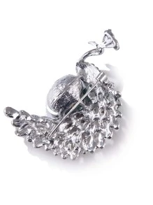 Rhinestone Peacock thiết kế trâm - Màu xanh lam - Xem 2