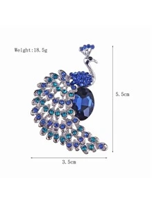 Rhinestone Peacock thiết kế trâm - Màu xanh lam - Xem 4