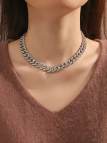 1pc Hip-hop American Style Chain Necklace - Silver - View 1