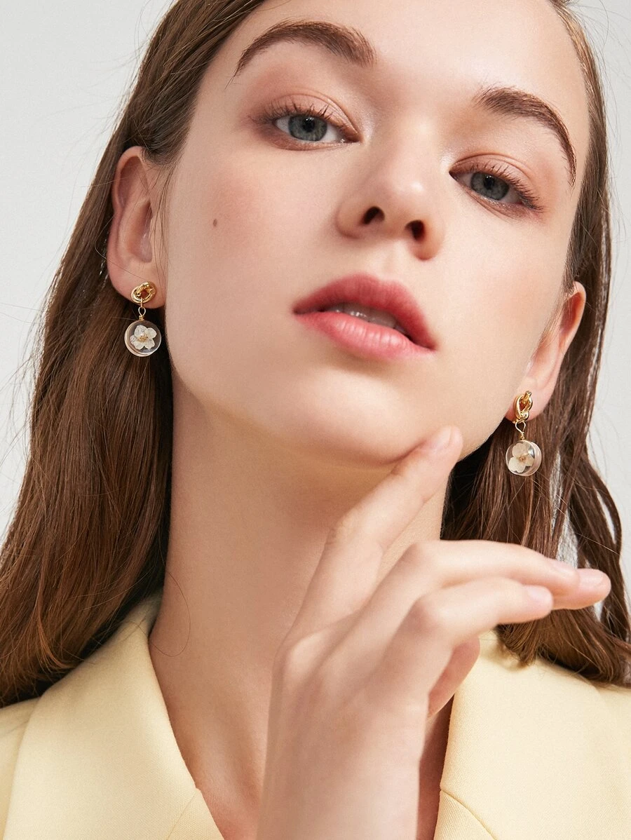 Knot & Flower Decor Drop Earrings - Multicolor - View 1