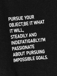 Manfinity Men Slogan Graphic Contrast Trim Tee - Black - View 3