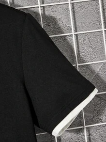 Manfinity Men Slogan Graphic Contrast Trim Tee - Black - View 4