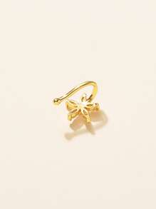 1pc Copper Flower Shaped Fake Nose Ring/Clip, Suitable For Women's Outings, Parties, Birthday Gifts, Valentine's Day Gifts, Gifts For Mothers, Mother's Day Gifts - Yellow Gold - View 4