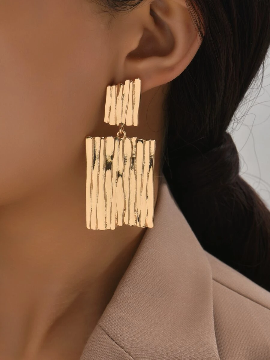 Pendientes largos geométricos - Amarillo Oro - Ver 1