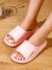 Chanclas banda única con diseño de abertura - Rosa - Ver 2