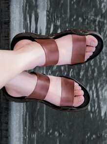 Men Double Strap Arabic Sandals - Brown - View 1