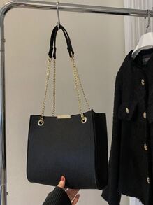Minimalist Chain Square Bag - Black - View 2