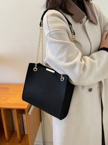 Minimalist Chain Square Bag - Black - View 3
