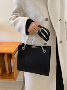 Minimalist Chain Square Bag - Black - View 7