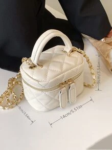 Fashionable & Minimalist Stitching Mini Handbag & Crossbody Bag - White - View 3