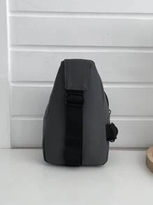 Bolso bandolera mini con estampado de letra - Gris - Ver 2